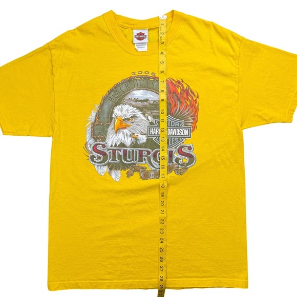 Harley Davidson Sturgis Black Hills Rally 2008 Yellow T Shirt Large USA - Picture 8 of 8